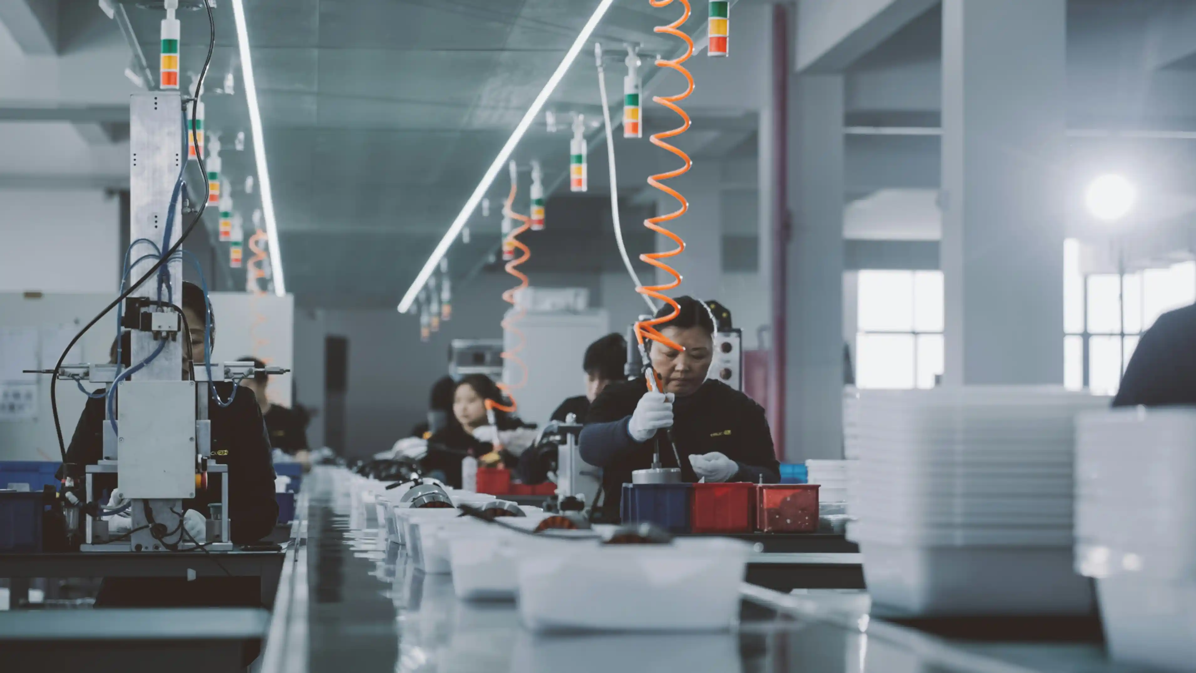 Modern workspace illuminated with architectural lighting